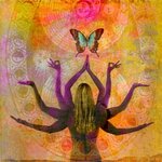 8 armed yogi with butterfly